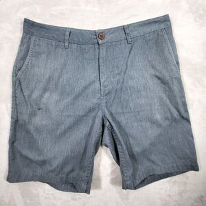 Katin Ward Chino Shorts Men 33 Blue Heathered Chambray Belted Walking Minor Flaw